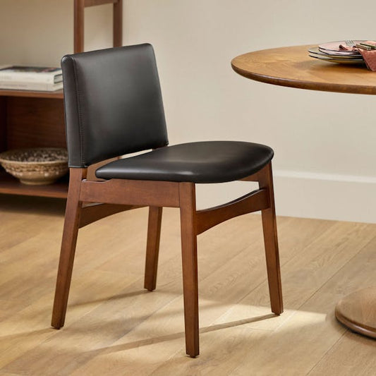 Nosh Faux Leather Dining Chair Natural Oak Lucia Tan - side view