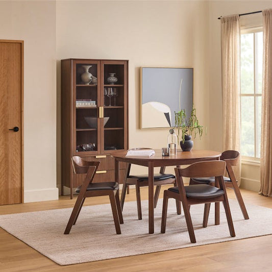 Heidi Extendable Round Dining Table Walnut - side view