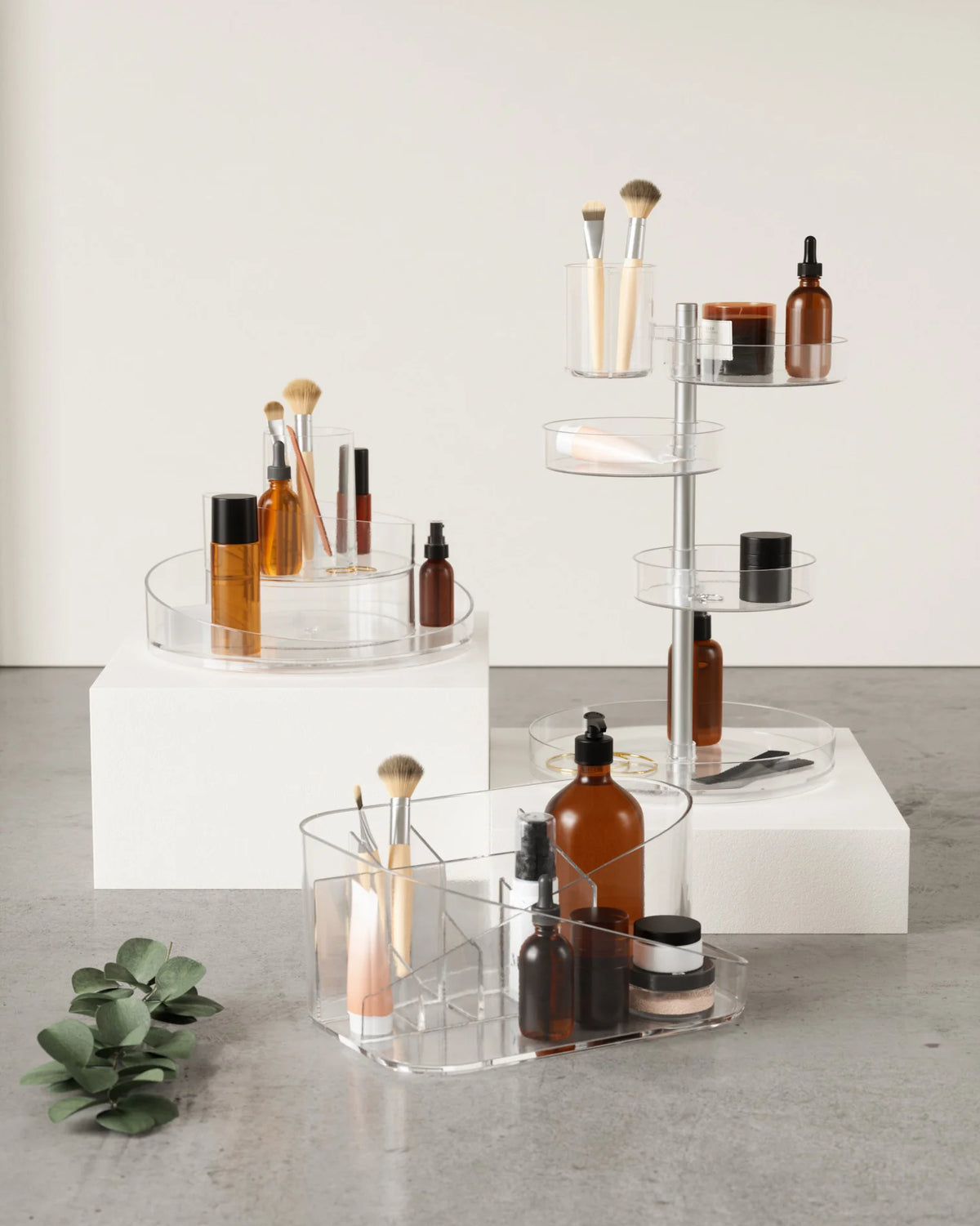 Chicago Furniture 360-Degree Rotating Cosmetic Organizer - Adjustable Acrylic Vanity Storage