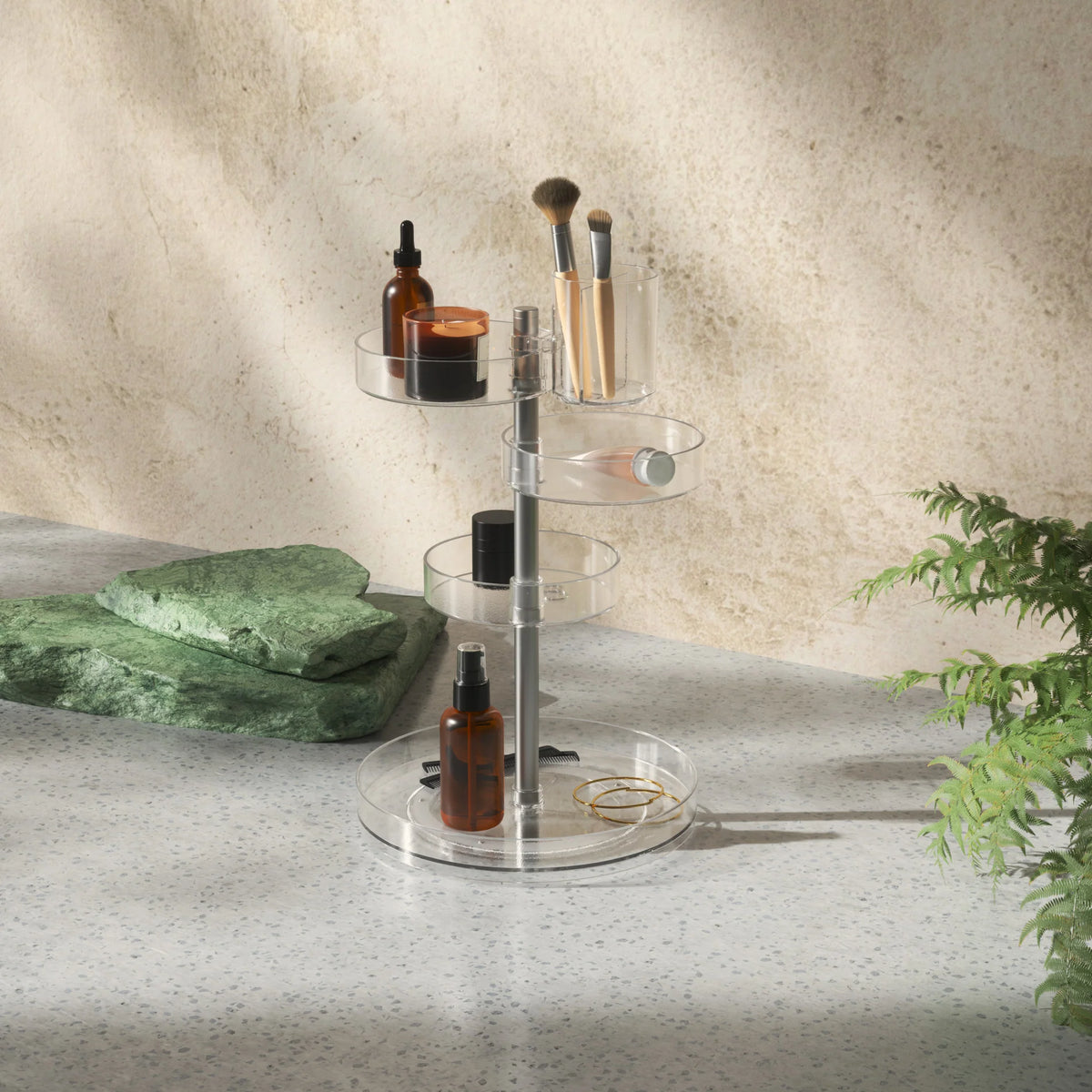 Chicago Furniture 360-Degree Rotating Cosmetic Organizer - Adjustable Acrylic Vanity Storage