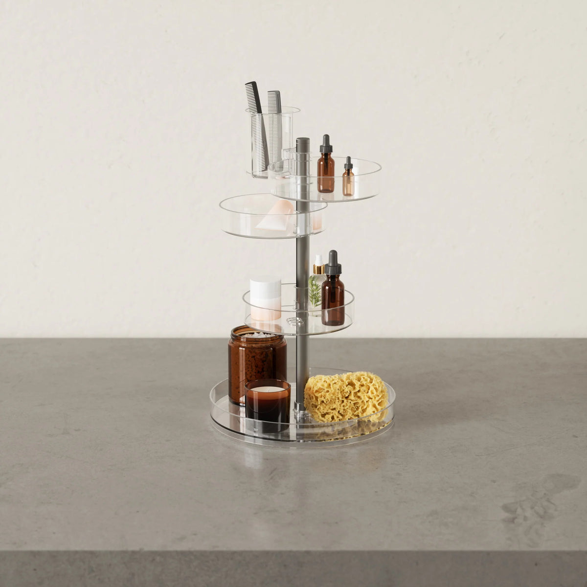 Chicago Furniture 360-Degree Rotating Cosmetic Organizer - Adjustable Acrylic Vanity Storage