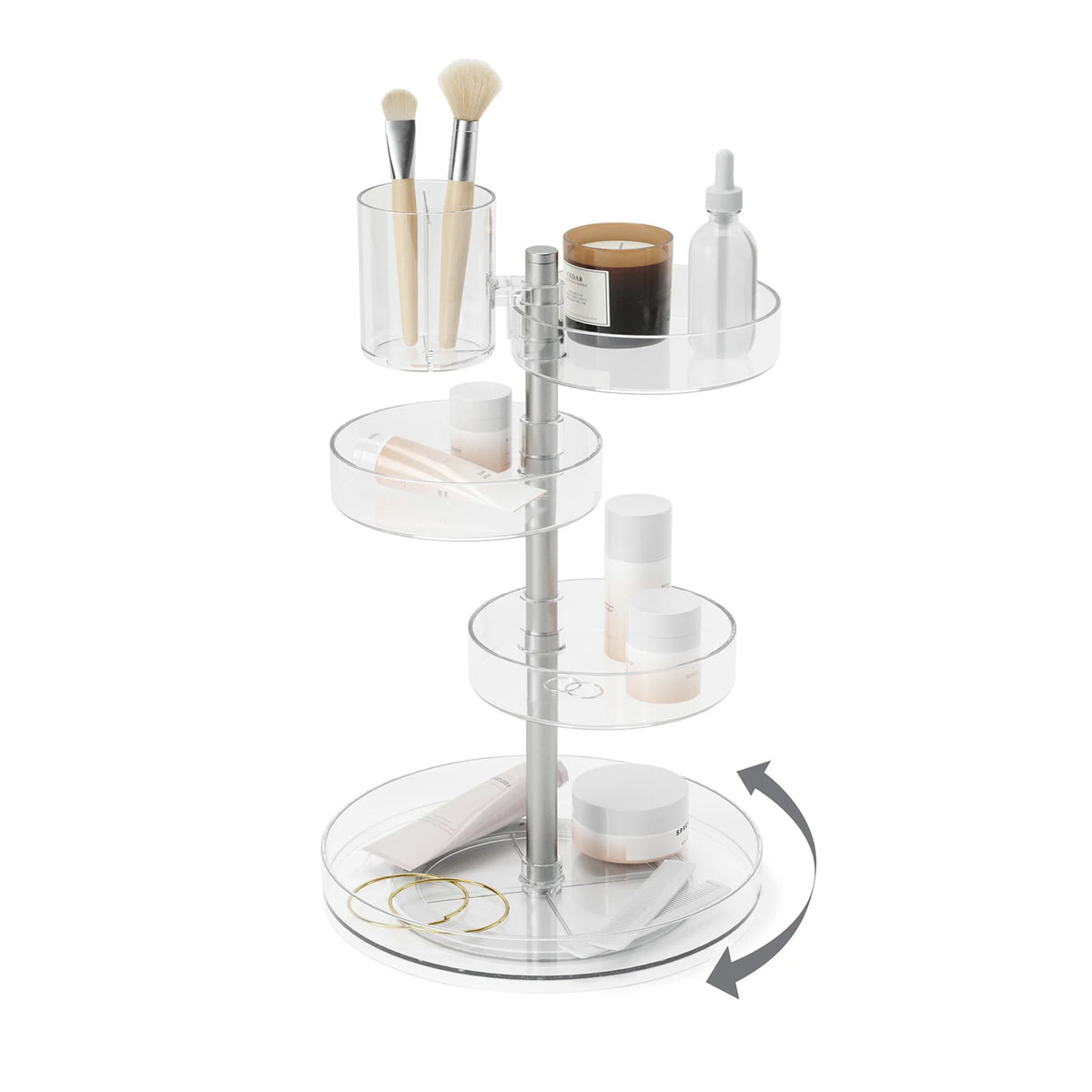 Chicago Furniture 360-Degree Rotating Cosmetic Organizer - Adjustable Acrylic Vanity Storage