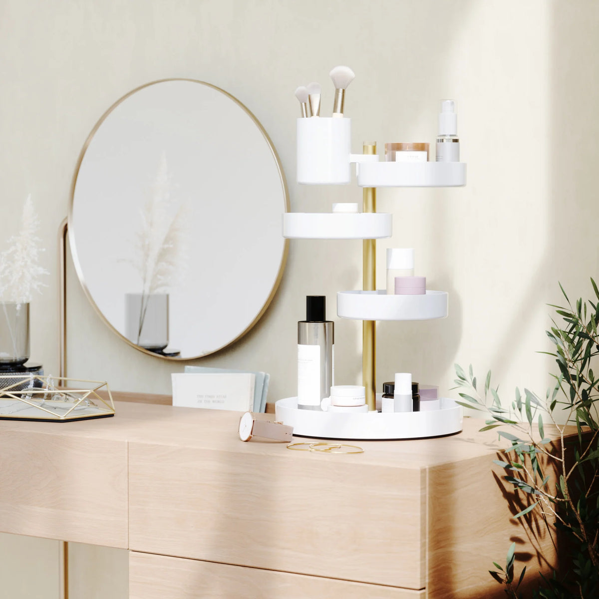 Chicago Furniture 360-Degree Rotating Cosmetic Organizer - Adjustable Acrylic Vanity Storage