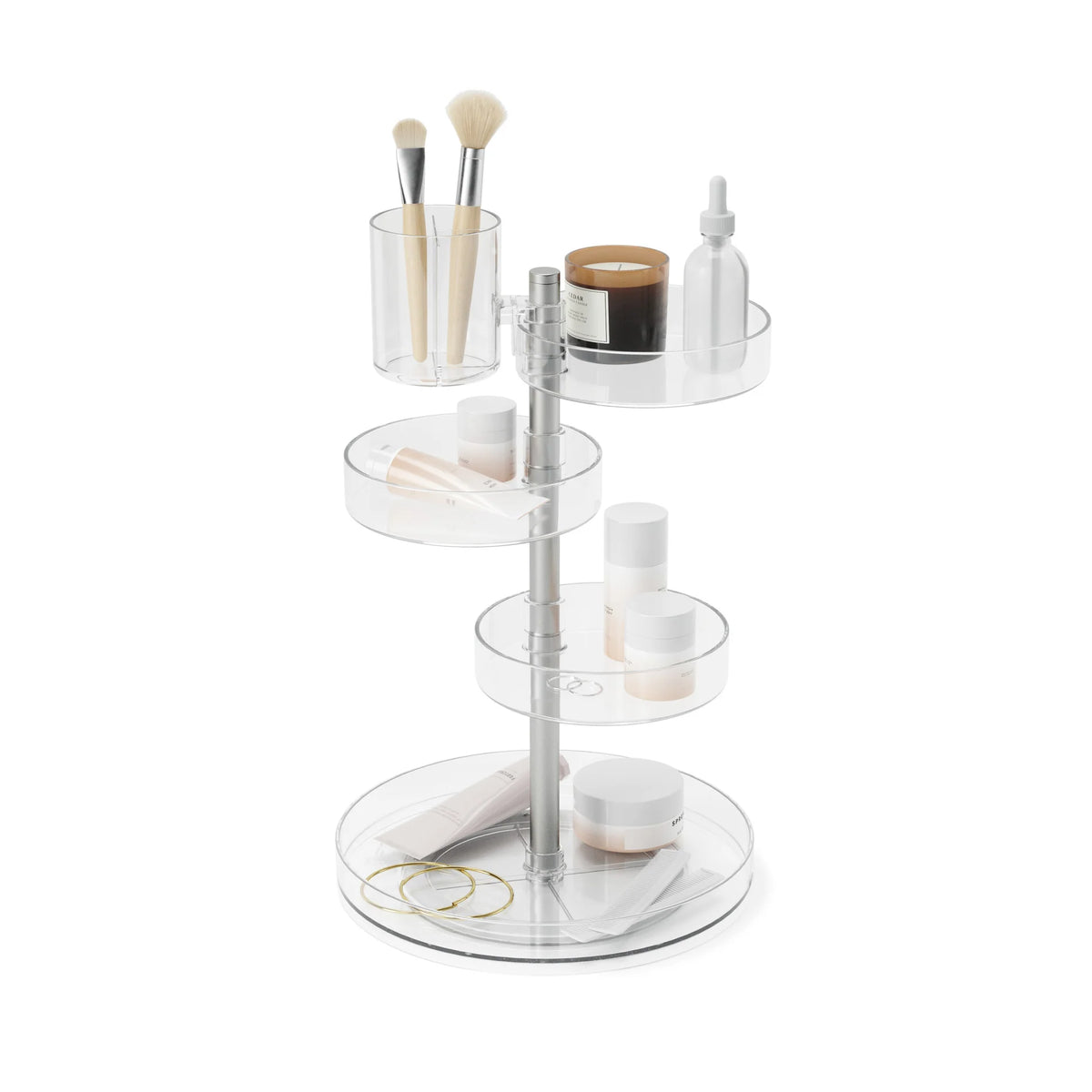 Chicago Furniture 360-Degree Rotating Cosmetic Organizer - Adjustable Acrylic Vanity Storage
