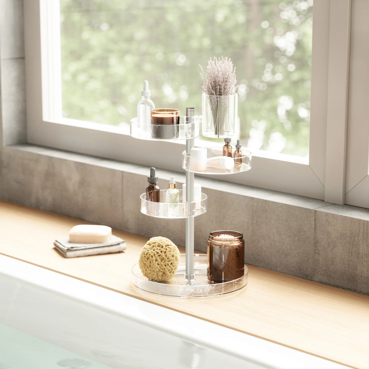Chicago Furniture 360-Degree Rotating Cosmetic Organizer - Adjustable Acrylic Vanity Storage