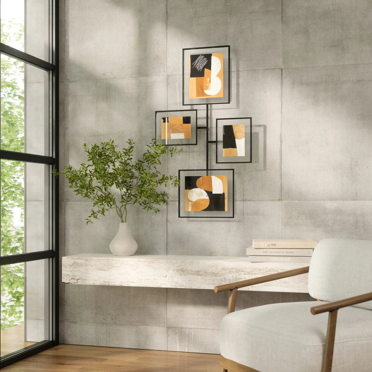Flute Ribbed Glass & Metal Gallery Wall Frame Set, 4-Piece