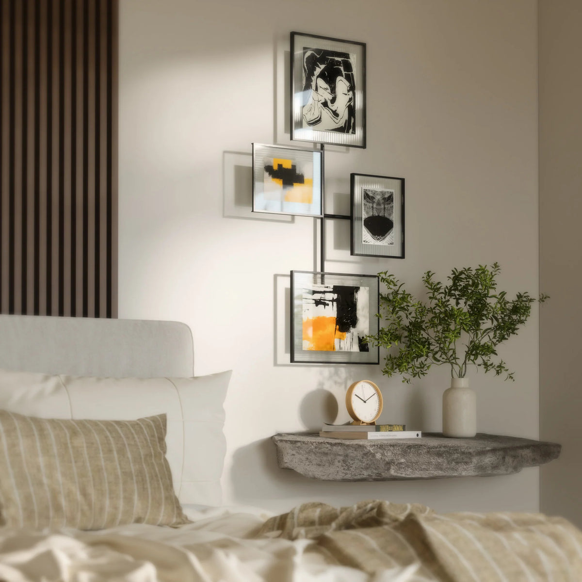 Flute Ribbed Glass & Metal Gallery Wall Frame Set, 4-Piece