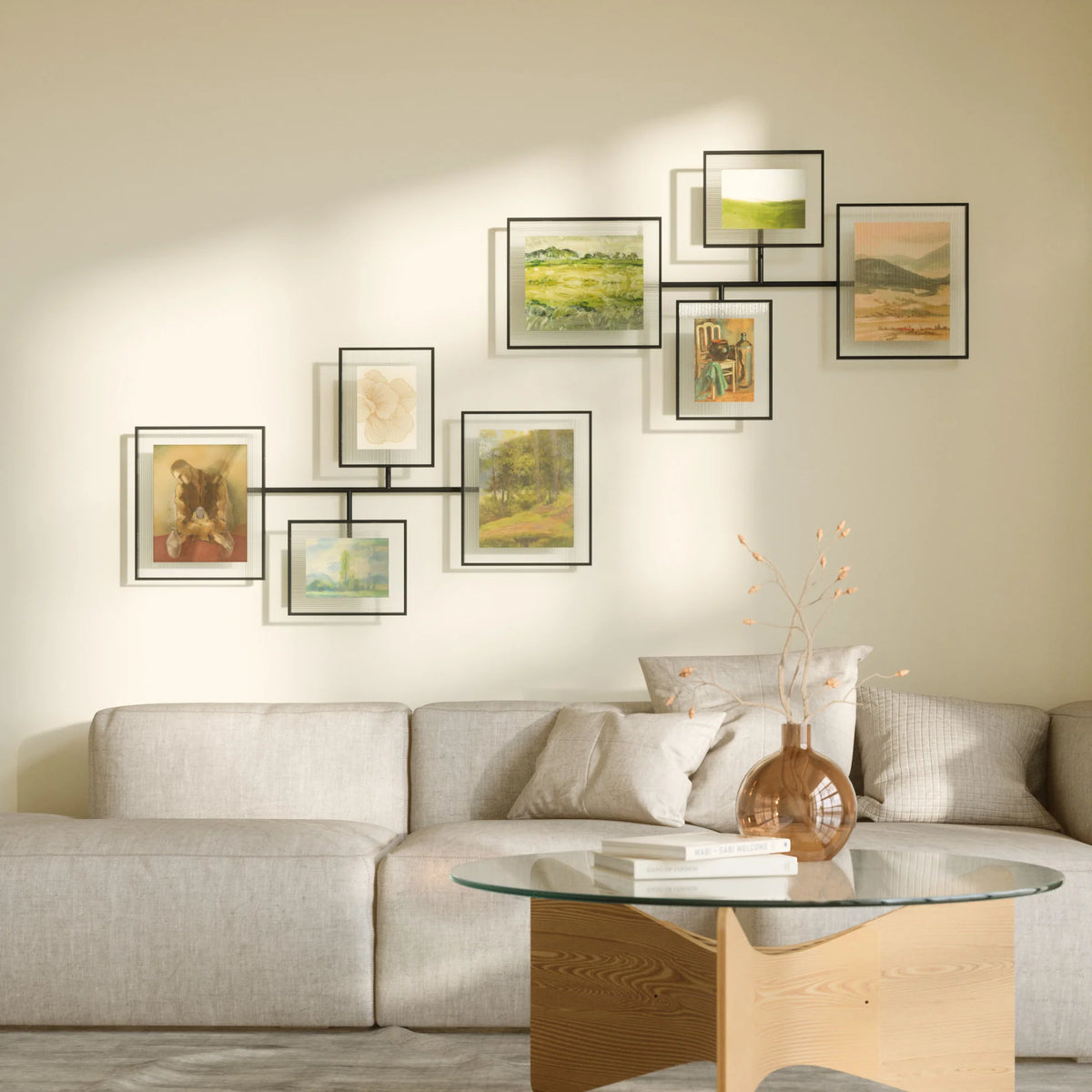 Flute Ribbed Glass & Metal Gallery Wall Frame Set, 4-Piece