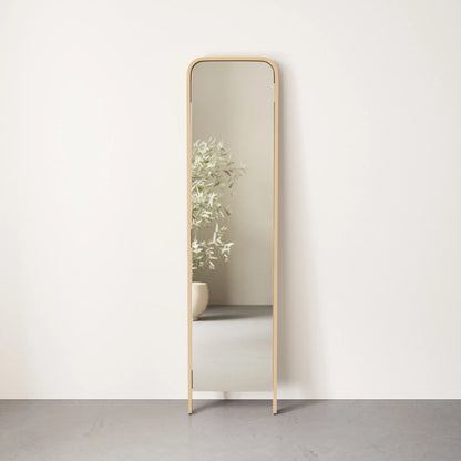 Leaning Mirror with Sustainable Soft-Curved Wood Frame