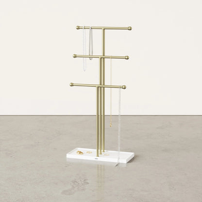 Plated Trigem Necklace Organizer with Accessory Tray