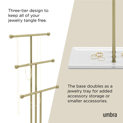 Plated Trigem Necklace Organizer with Accessory Tray