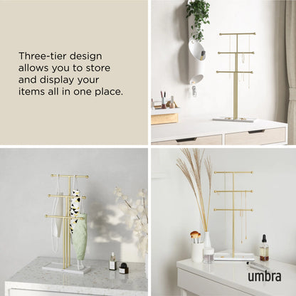 Plated Trigem Necklace Organizer with Accessory Tray