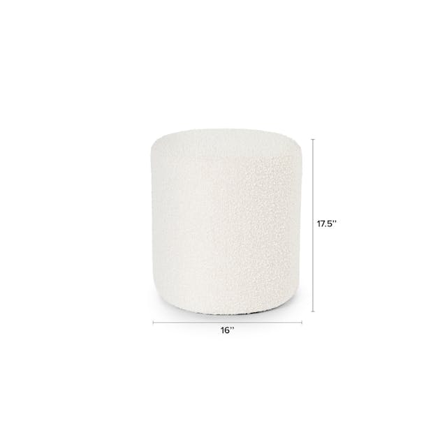 Cilo 16 inch Ottoman Sandstone Boucle - dimensions