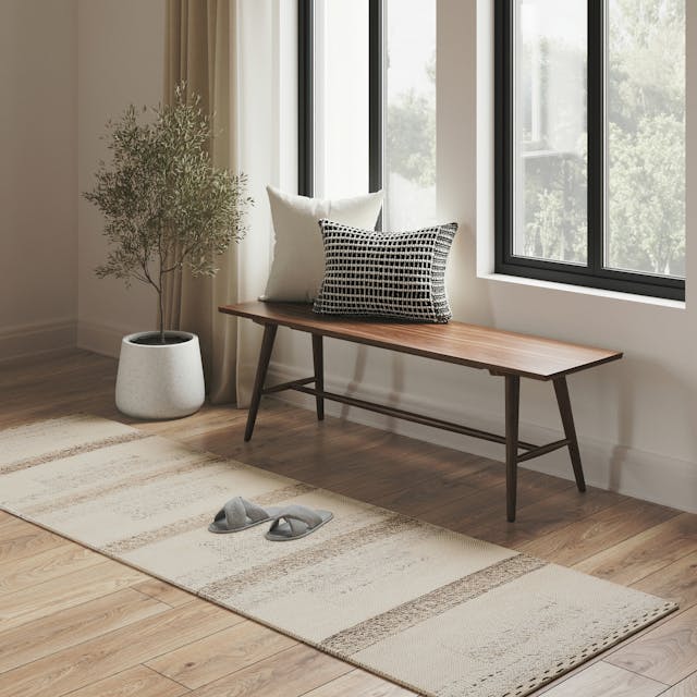 Seno 55 inch Walnut Bench - leg detail