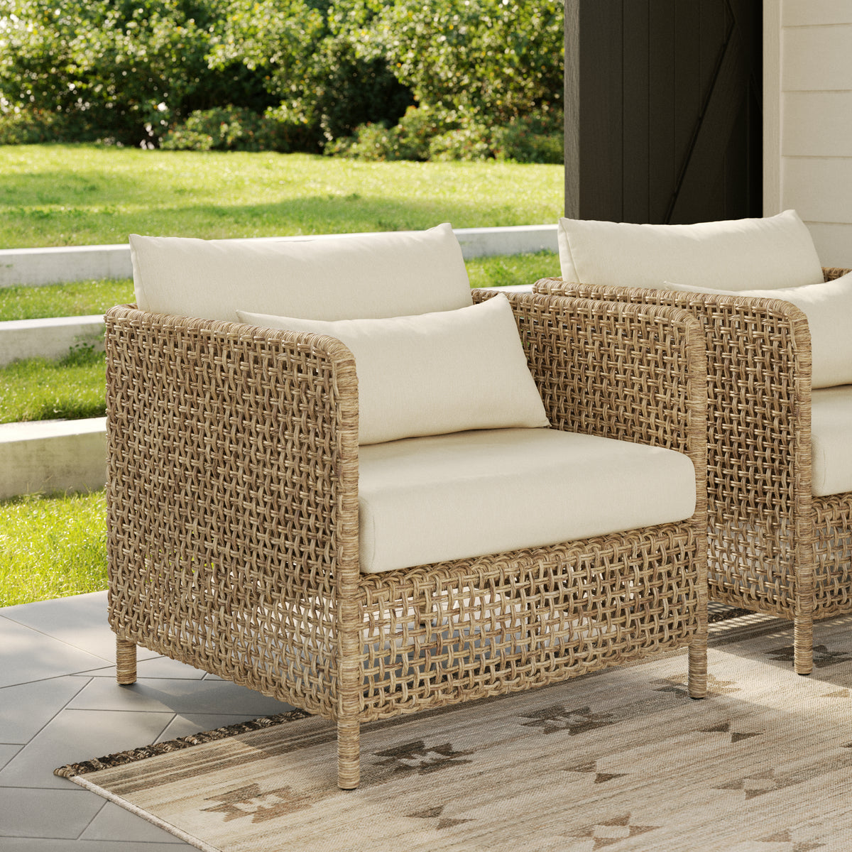 Robbi 32.5 inch Outdoor Lounge Chair Dravite Ivory - front view