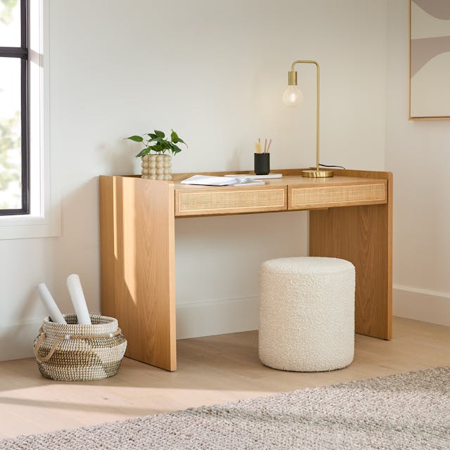Cilo 16 inch Ottoman Sandstone Boucle - lifestyle view 2