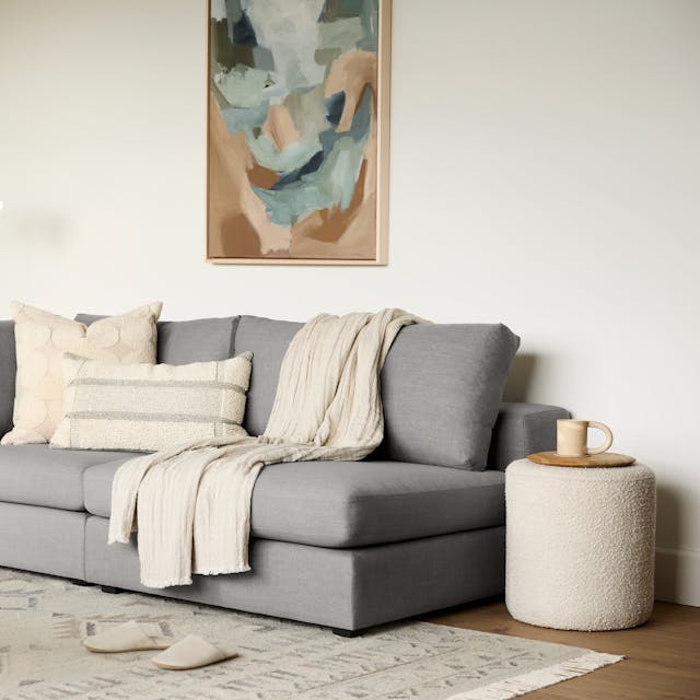 Cilo 16 inch Ottoman Sandstone Boucle - side view