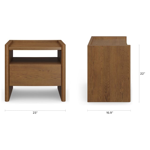 Torme 1 Drawer Nightstand Smoked Oak - top surface view