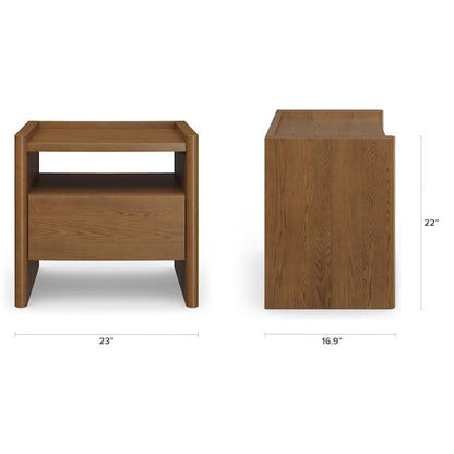 Torme 1 Drawer Nightstand Smoked Oak - top surface view