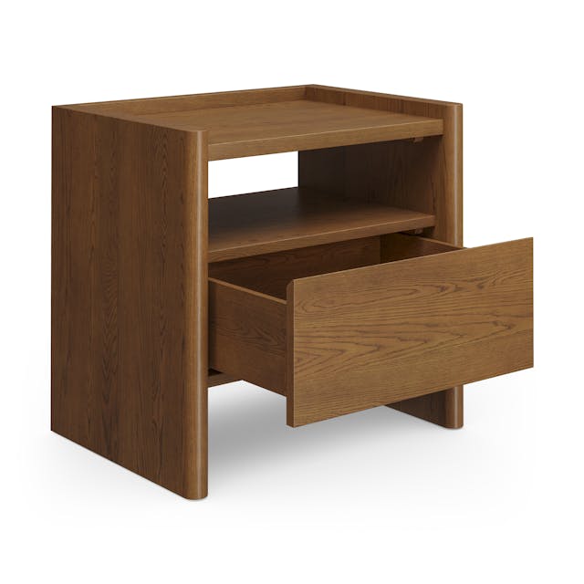 Torme 1 Drawer Nightstand Smoked Oak - wood grain detail