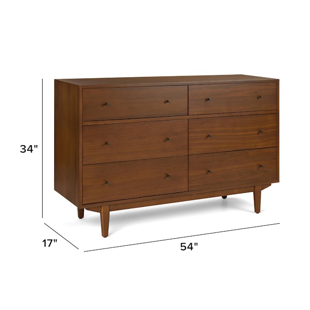 Cooper 6 Drawer Double Dresser Walnut - top surface view