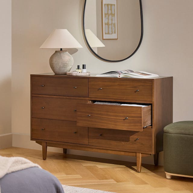 Cooper 6 Drawer Double Dresser Walnut - side view