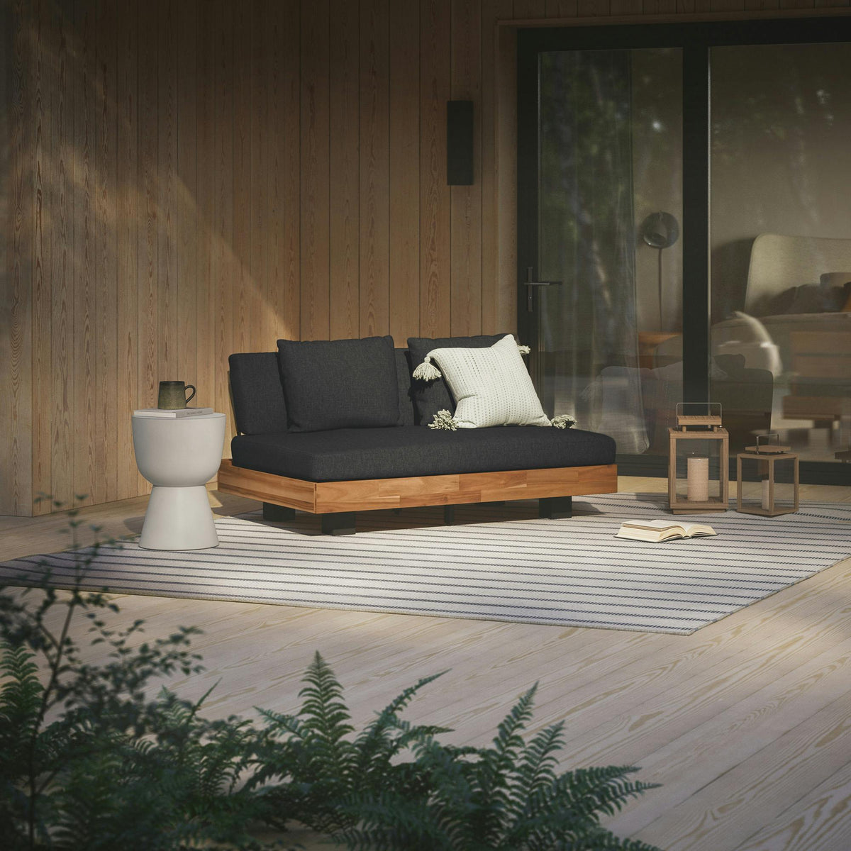 Lubek 50 inch Outdoor Low Loveseat Slate Gray - fabric detail