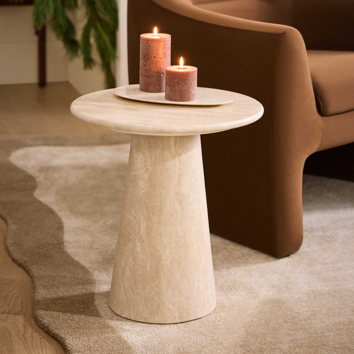Noemi 27.5 inch Travertine Coffee Table - front view