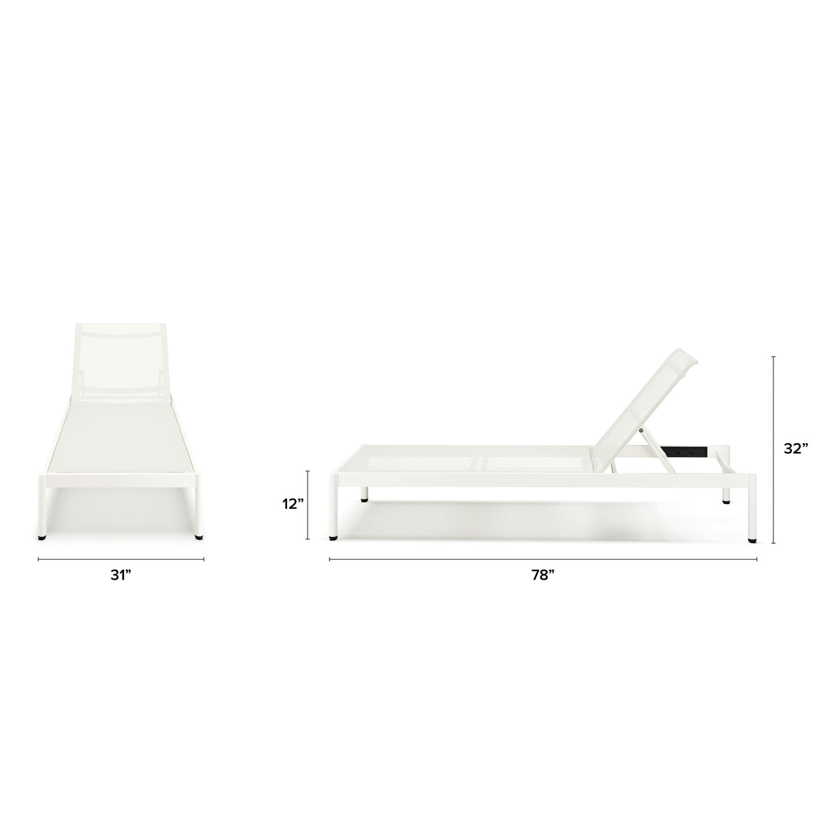 Tola 78 inch Outdoor Chaise Lounge White - packaging
