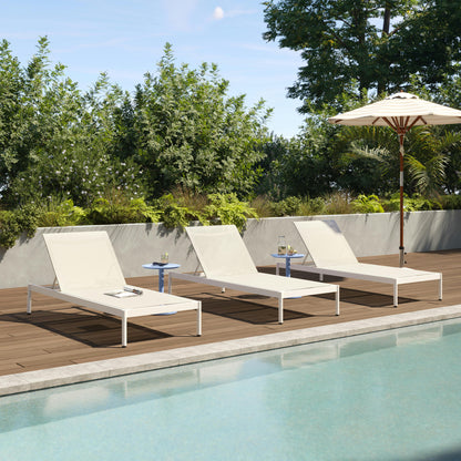 Tola 78 inch Outdoor Chaise Lounge White - reclined position
