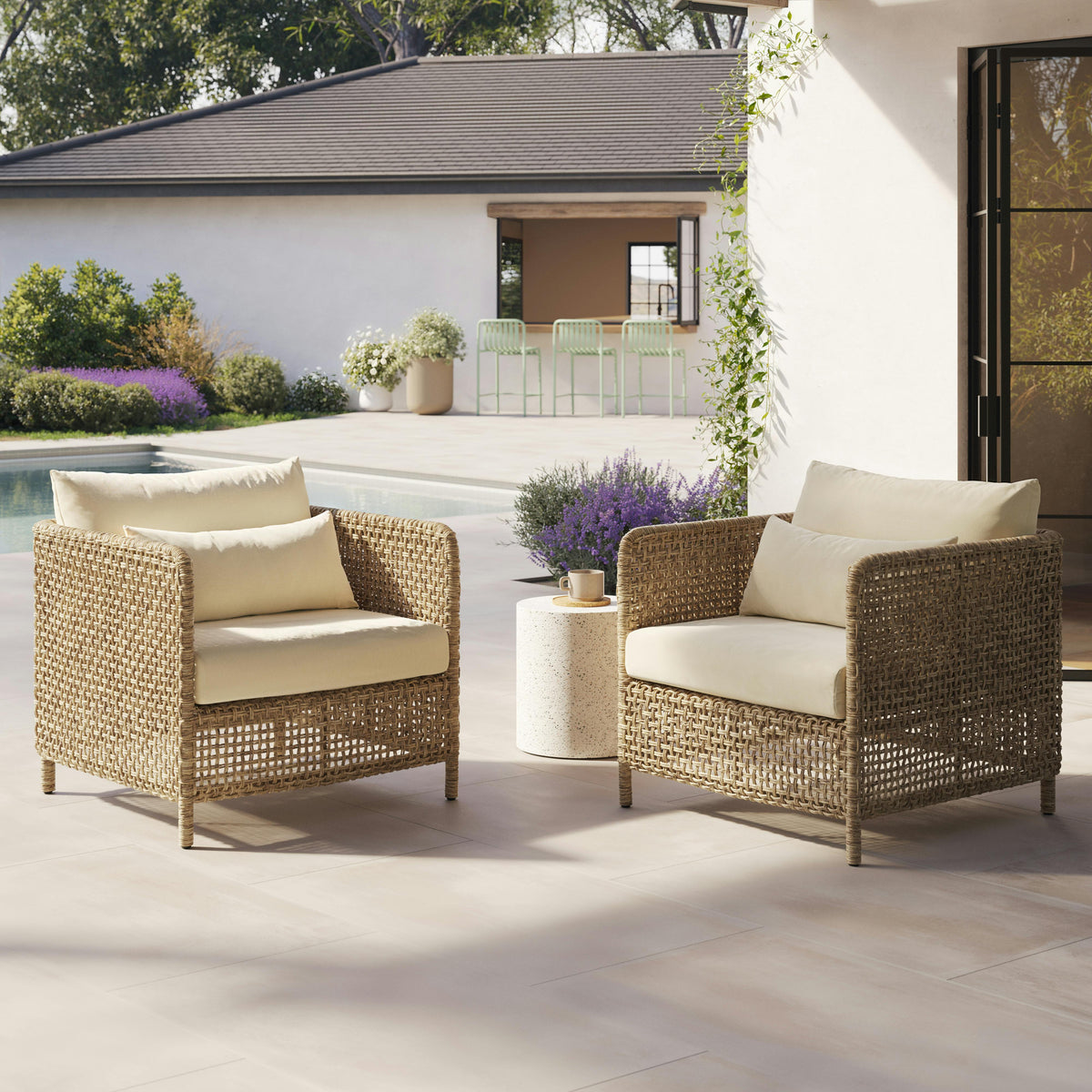 Robbi 32.5 inch Outdoor Lounge Chair Dravite Ivory - fabric detail