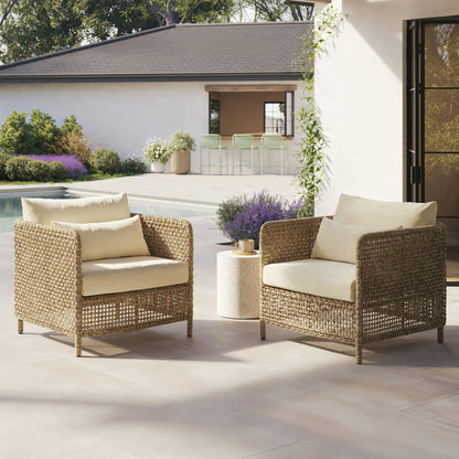 Robbi 32.5 inch Outdoor Lounge Chair Dravite Ivory - fabric detail