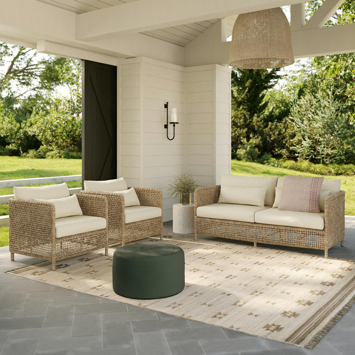 Robbi 32.5 inch Outdoor Lounge Chair Dravite Ivory - side view