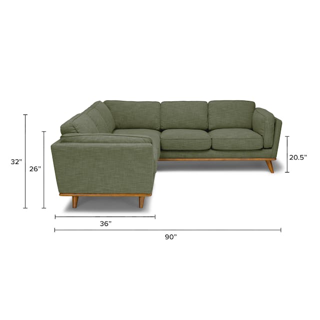 Timber 93 inch Corner Sectional Rain Cloud Gray - room setting