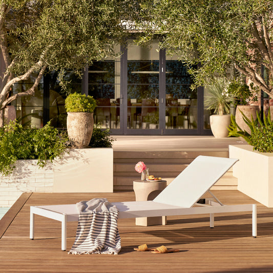 Tola 78 inch Outdoor Chaise Lounge White - front view