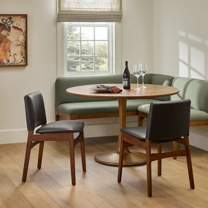 Nosh Faux Leather Dining Chair Natural Oak Lucia Tan - front view