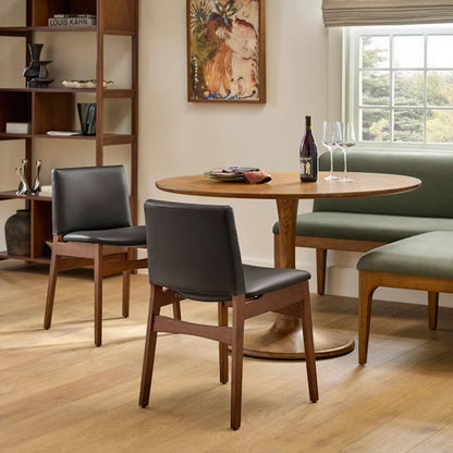 Nosh Faux Leather Dining Chair Natural Oak Lucia Tan - back view