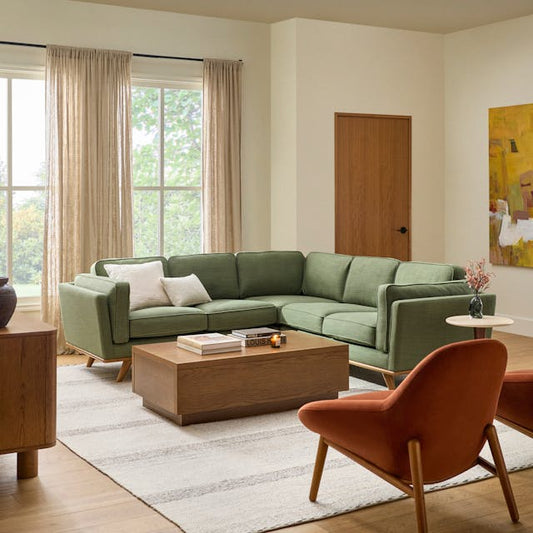 Timber 93 inch Corner Sectional Rain Cloud Gray - corner detail
