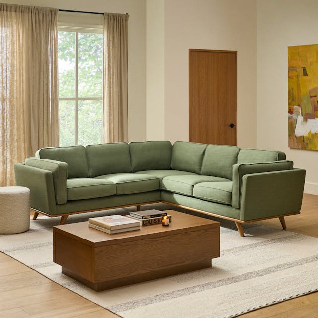 Timber 93 inch Corner Sectional Rain Cloud Gray - side view