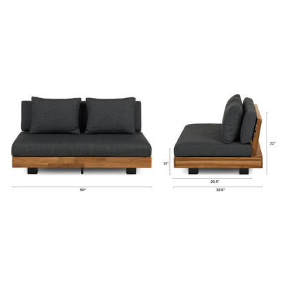 Lubek 50" Outdoor Low Loveseat - Slate Gray