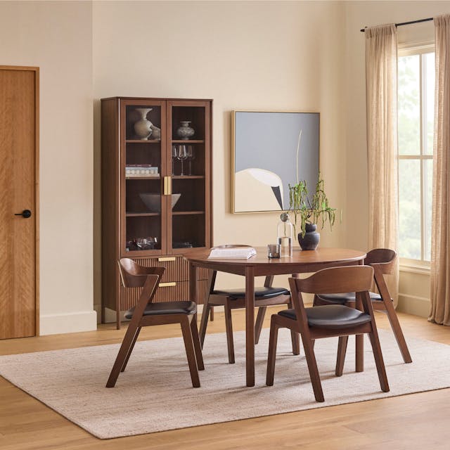 Heidi Extendable Round Dining Table Walnut - side view